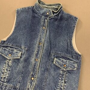 VTG Kuang Huei Denim Vest Mens‎ Medium Jean Sleeveless Button Pockets 90s Jacket